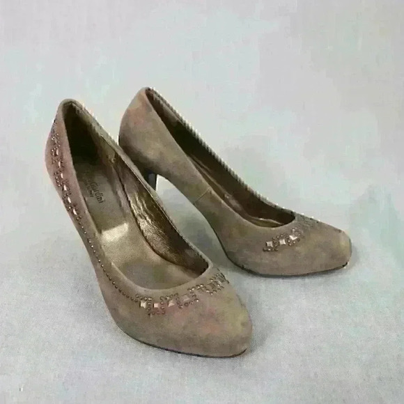 Nero Giardini Suede Pump Womens 36 EU 5 US 3.5" Stacked Heel Italy Y2K - Picture 11 of 13